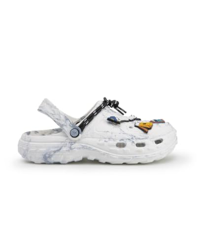 Image of Bacca Bucci x Discovery Camping Hero EVA Slides for Men, Marble Finish Clogs with Charms, Cushioned Lightweight Slip-On Sandals with Heel Strap