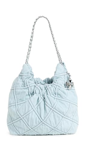 Tory Burch Women's Fleming Denim Mini Hobo Bag, Seltzer, Blue, One Size