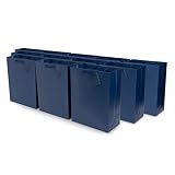 Blue Gift Bags - 12 Pack Large Navy Paper Gift Bags with Rope Handles, Designer Solid Color Paper Gi