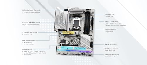 Image of ASRock X870 Pro RS WiFi AMD Ryzen Socket AM5 ATX Motherboard USB4 DDR5 8000 MHz 256 GB SATA3 6.0 Gb /s
