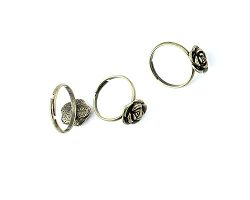60 PCS Ancient Antique Bronze Fashion Jewelry Making Crafting Charms Findings Bulk for Bracelet Necklace Pendant Retro Accessoires Lots Vintage DOH01 Rose Ring