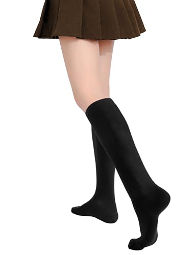 Buauty Women's Knee High Casual Tube Socks - Athletic Solid & Striped Sport Outdoor Fashion (3 Pairs)3