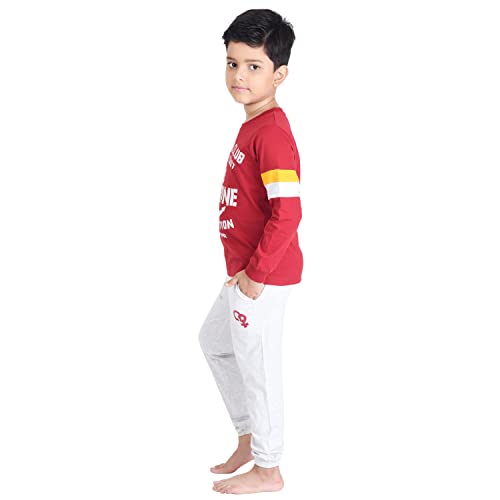 Image of Clothe Funn Boys Printed Cotton Full Sleeves T-Shirt & Pant Set