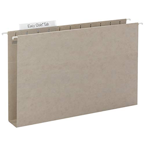 Smead TUFF Extra Capacity Box Bottom Hanging Folder, 2″ Expansion, 1/3-Cut Easy Slide Tab, Legal Size, Steel Gray, 18 per Box (64340)