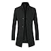 Allthemen Wintermantel Herren Wollmantel Lang Slim Fit Herrenmantel mit Stehkragen Business Coat für Winter Verdickt Schwarz XL