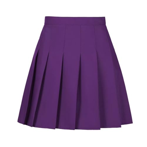 Tivifox Faldas plisadas de tenis para mujer y niña, de cintura alta, falda acampanada, uniforme escolar, pantalones cortos de golf, talla 2T-4XL, Púrpura, 10 años