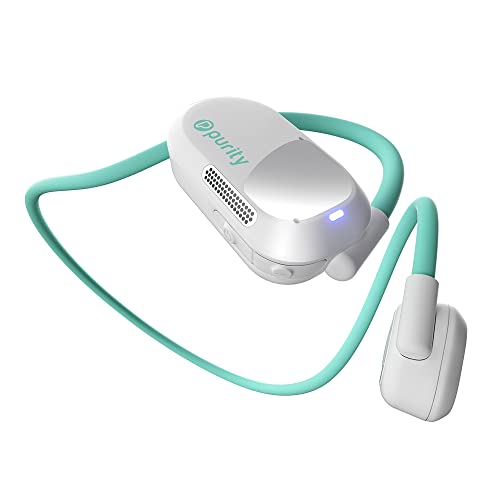 Purity Air Open Ear Headphones - True Air Conduction Wireless Bluetooth Open Ear Earbuds with Dual Mic for iPhone/Android - Secured Long Wearing Comfort, Sports Sweat Resistant (White/Turquoise)