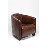 Wirkt edel und zugleich Retro Kare Sessel Cigar Lounge, Braunes Echtleder, bequemer TV-/Couch-/Chill Sessel im Retro-Design, Kolonialstil Sessel, Relaxsessel zum Lesen, (H/B/T) 70x72x83cm