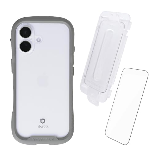 iFace Reflection iPhone 17 ケース クリア 強化ガラス (グレー) ガラスフィルム 貼付ガイド付き クリア セット