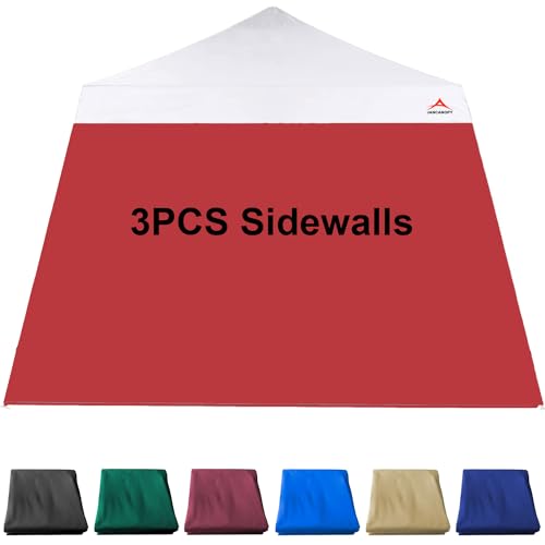 JANCANOPY Red SunWall for 10x10 Slant Leg Pop Up Canopy,3 Pack Sidewalls Only