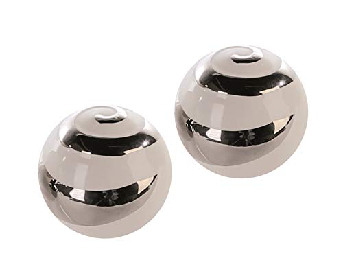 Lifestyle & More Boules en céramique décoratives Modernes 2 pièces Blanc/Argent diamètre 10 cm