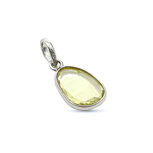 Pendentif quartz citron facetté en argent 925 de haute joaillerie