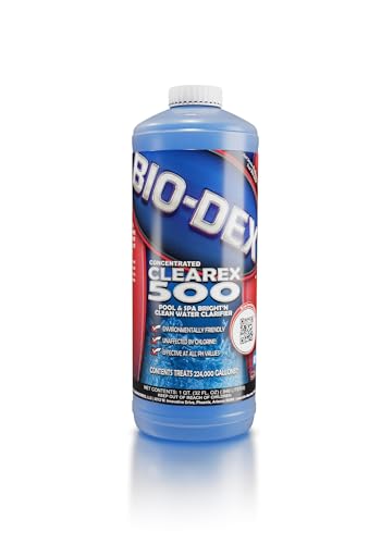Bio-Dex Clearex 500 | 1 Quart (32 oz) bottle | Pro Strength Clarifier For Swimming Pools & Spas | Safe & Easy to Use for Homeowners DIY | 2 oz treats 14,000 gals & 32 oz bottle treats 224,000 gallons
