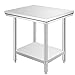 Xinwcang Stół ze stali nierdzewnej, do przygotowywania posiłków z regulowanymi nóżkami, stół roboczy, stół kuchenny do szycia, mycia, majsterkowania, wykorzystania w garażu, 60 x 90 x 80 cm