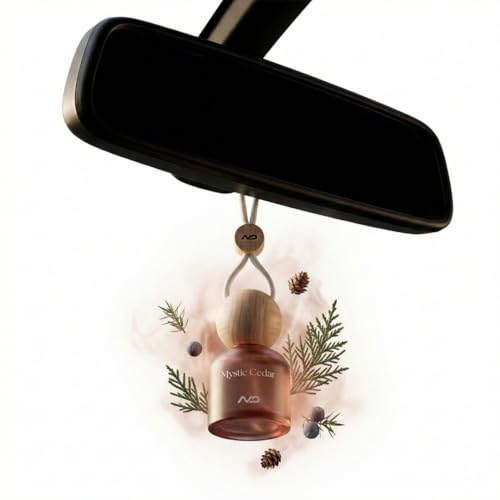 Image of NEODRIFT 'NeoBliss' (Set of 1) | (Mystic Cedar) Car Hanging Diffuser Car Perfume & Air Freshener in Glass Bottle with Wooden Lid and Long Lasting Scent - 10ml