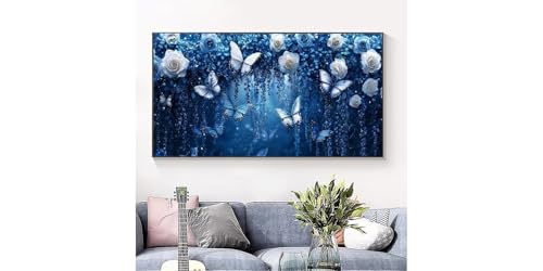 Broderie Diamant Papillon Rose Grand Format 80x160cm Kit Canevas Complet