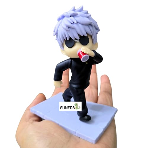 Image of FUNFOB Jujutsu Kaisen Gojo Action Figure Height-11cm Collectible for Anime Fans Gojo Figurine PVC Multicolour | Go-jo Drinking Mini