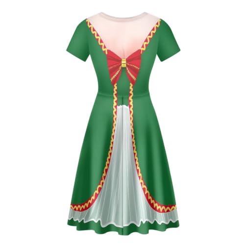 Image of HUGS IDEA Womens Puffy Swing Midi Dress Round Neck Short Sleeve Party A-Line Dresses