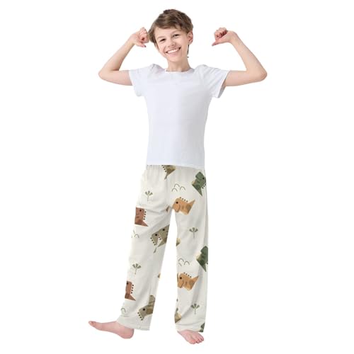 Dinosaur Cute Boys Pants Boys Athletic Pants Long Pant for Boy with Pockets Wide-Leg Size 6-14Y3