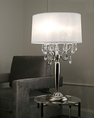 Ok Lighting Ok-5109T Crystal Silver Table Lamp, 16" X 16" X 30" #TOP4
