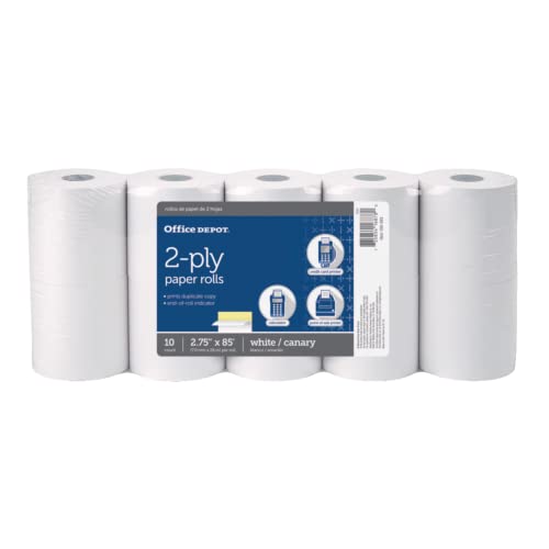 Rollos de papel de 2 capas 2 3/4 x 85 bicolor canario blanco para impresora de impacto matricial