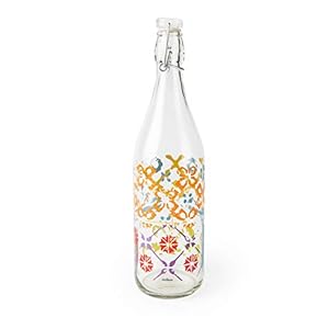 Excelsa Fles, Transparant met Maioliche Decor, 1