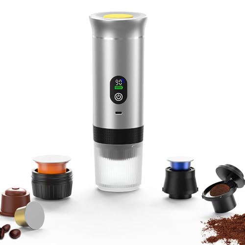 Image of VeeDee 2026 Portable Electric Espresso Machine with Display - Self-Heating Travel Coffee Maker - 2-in-1 Compatible with Ground Coffee & NS Capsules - Ideal for Car, Camping, RV, Hiking & Office