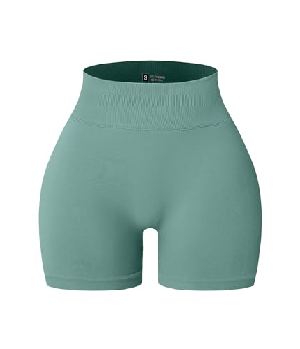 OVESPORT Seamless Workout Shorts for Women Scrunch Butt Lifting Gym Booty Biker Short Pants Lightblue — view 2