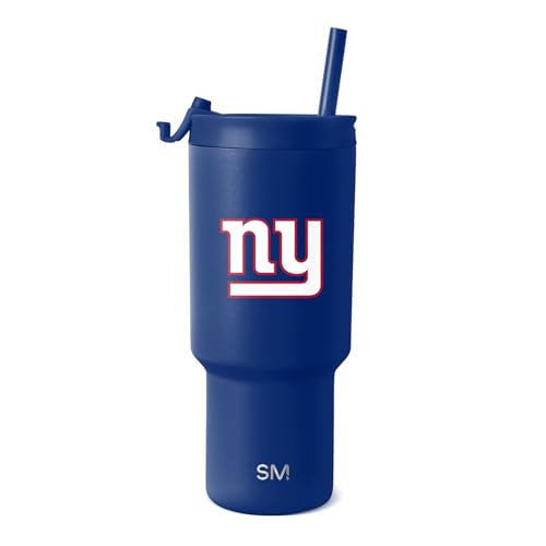 Simple Modern Officially Licensed NFL New York Giants 30 oz Tumbler with Flip Lid and Straws | Insulated Cup Stainless Steel | Gifts for Men Women | Trek Collection | New York Giants