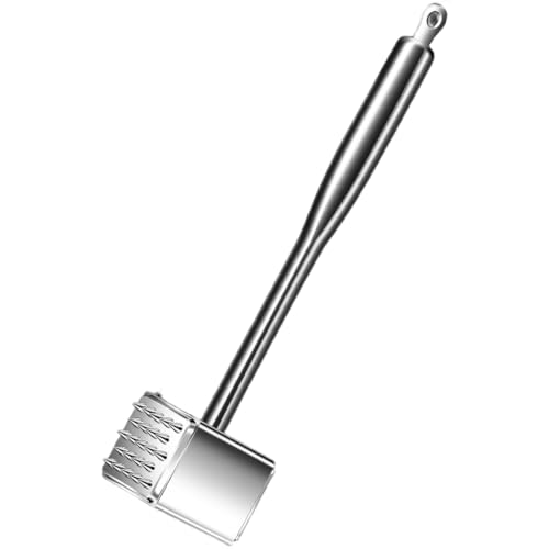 NiuLumea Ablandador de carne de acero inoxidable 316, doble cara, resistente, con superficies con pinchos y tachuelas para carne de res, ajo, nueces, mango ergonómico para un uso cómodo