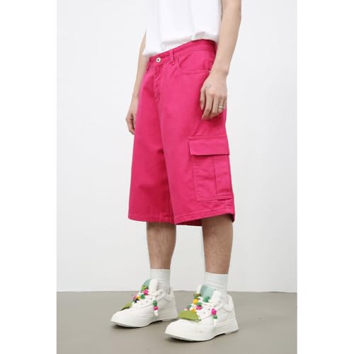 Baggy Capris Pants for Men Unisex Wide Leg Y2K Casual Summer Cropped Jeans3