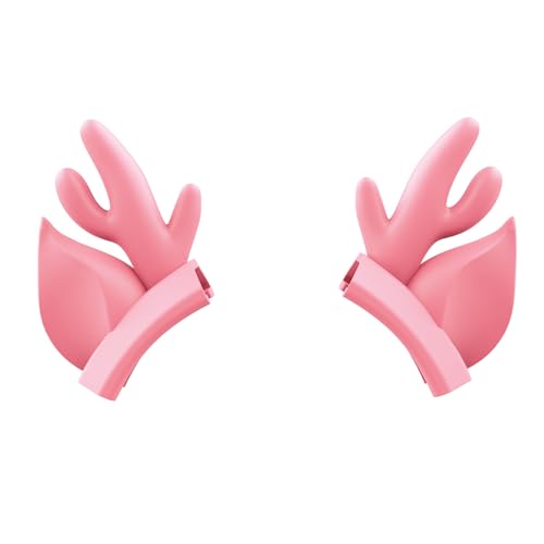Pink Deer Antler Ears for Headphones, Silicone Cute Ears Attachment, Lovely Detachable Accessories Fit for Gaming Headset, Lightweight & Durable
