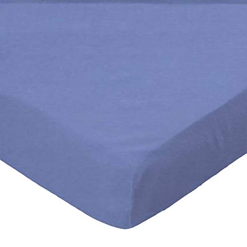 SheetWorld 100% Cotton Percale Crib Sheet Set 28 x 52, Wedgewood Blue Woven, Inlcudes 1 Fitted, 1 Flat, 1 Toddler Pillow Case, Made in USA