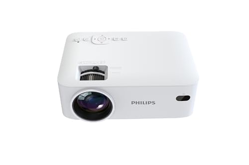 Philips NeoPix 100, vidéoprojecteur Fixe, écran de 65" (165 cm), LED, Haut-parleurs stéréo Hi-FI intégrés, connectivité USB, HDMI et câble Jack 3,5 mm, Compact, Blanc
