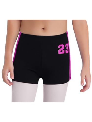 LiiYii - Pantalones cortos deportivos para niños, niñas, pantalones cortos de danza, yoga transpirable impreso digital para ejercicio, rosa fuerte, 7-8 Años