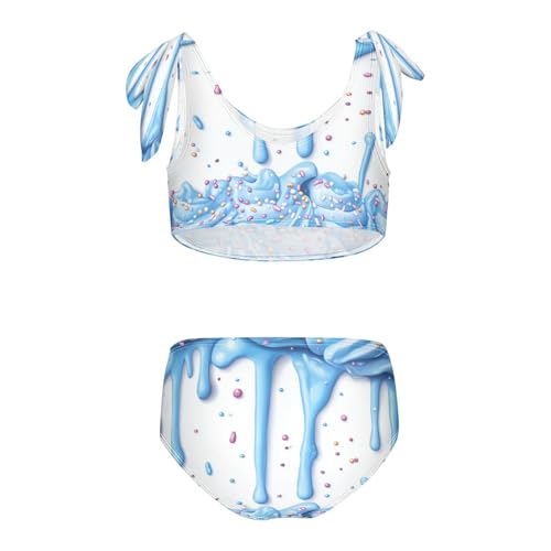 Boccsty Dripping Blue Cream Sprinkles Girls Tankini Swimsuit Kids Bikini Sets 2 Pcs Bathing Suit 3T2