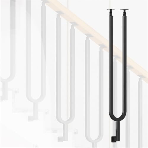 Balustre d'escalier réglable en forme de U pour escalier intérieur/loft/villa/hôtel Montage latéral Gain de place Noir 95 cm