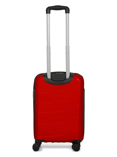 Image of Teakwood Dune Compact 55 cm Cabin Size Trolley Bag for Travel - Durable for Weekend Business Trip & Airline Cabin Fit - Smooth Wheels & Telescopic Handle Luggage Suitcase | Small, RED