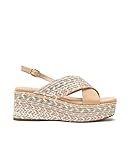 SIENA Sandalia de Mujer con cuña con Detalles Trenzados. V22BL1085 Siena Sand - Talla: 41