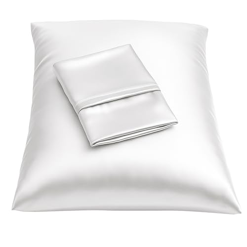 BLISSFORD Luxury Satin Pillowcase for Hair – King Satin Pillowcase with Zipper, White (1 per Pack)