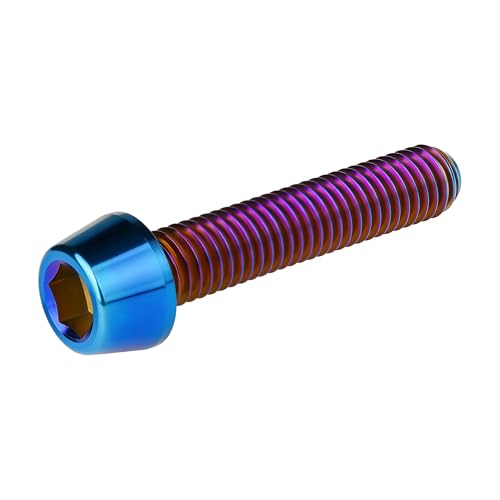 Image of Titanium Ti Bolt M5x9 16 18 20 25 30 35 40 45 50 55 60mm Tapered Head Screws Pack of 4 (M5x25mm, Burnt Blue)