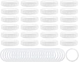Cornucopia Wide Mouth Plastic Mason Jar Lids with Silicone Seal Rings (24-Pack Deluxe Set)
