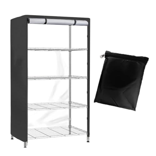 FUBESK Housse d'étagère de rangement pour étagères de 121,9 x 45,7 x 182,9 cm (L x l x H), maille transparente en PVC avec revêtement à l'eau, fermetures éclair à 3 voies, noir