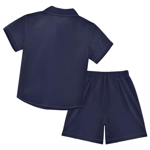 Image of 3T Toddler Boy Shorts Set Teal Hawaiian Button Down Shirts Summer Outfits for Little Boy