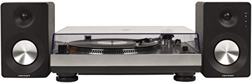 Image of Crosley K100A-SI Record Player with S100 Speakers, Silver