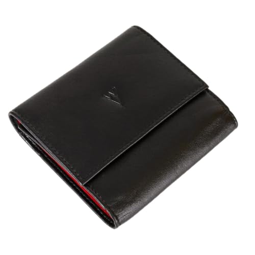 Image of WILDVIBEZ Black & red Leather Women Wallet | RFID Blocking Ladies Purse | Ultra Strong Stitching | 4 Card Slots I Lightweight I mini Wallet Women Leather | 6 Months Warranty (WVLW0002)