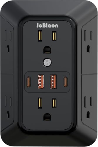 One Beat 5-Outlet Surge Protector Wall Adapter With USB Charger Ports – White