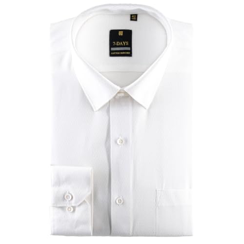 Image of 7-DAYS Premium Men's Formal Shirts - Cotton Rich, Textured Self-Design, Full Sleeve, Regular Fit, Wrinkle Resistant, with Pocket - Perfect for Office