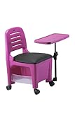DOMPEL Carrito Silla de Manicura con Ruedas Bari - Mesa/Carro con Cajones - Peluquería, Belleza, SPA - MADE IN BRASIL - Rosa