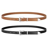 werforu 2 cinture skinny da donna in pelle per abiti, cintura sottile per jeans, d-nero+marrone, fit taillengröße 105-115cm